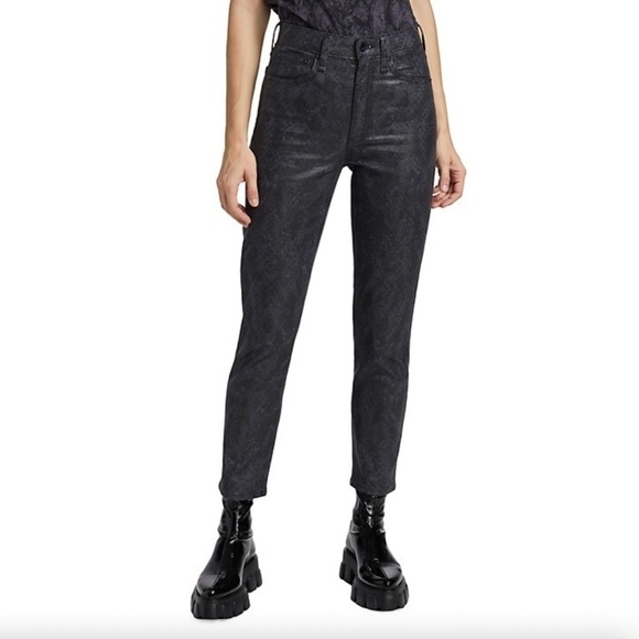 rag & bone Nina‎ High-Rise Cigarette Black Cropped Coated 27 Jeans - Picture 1 of 11
